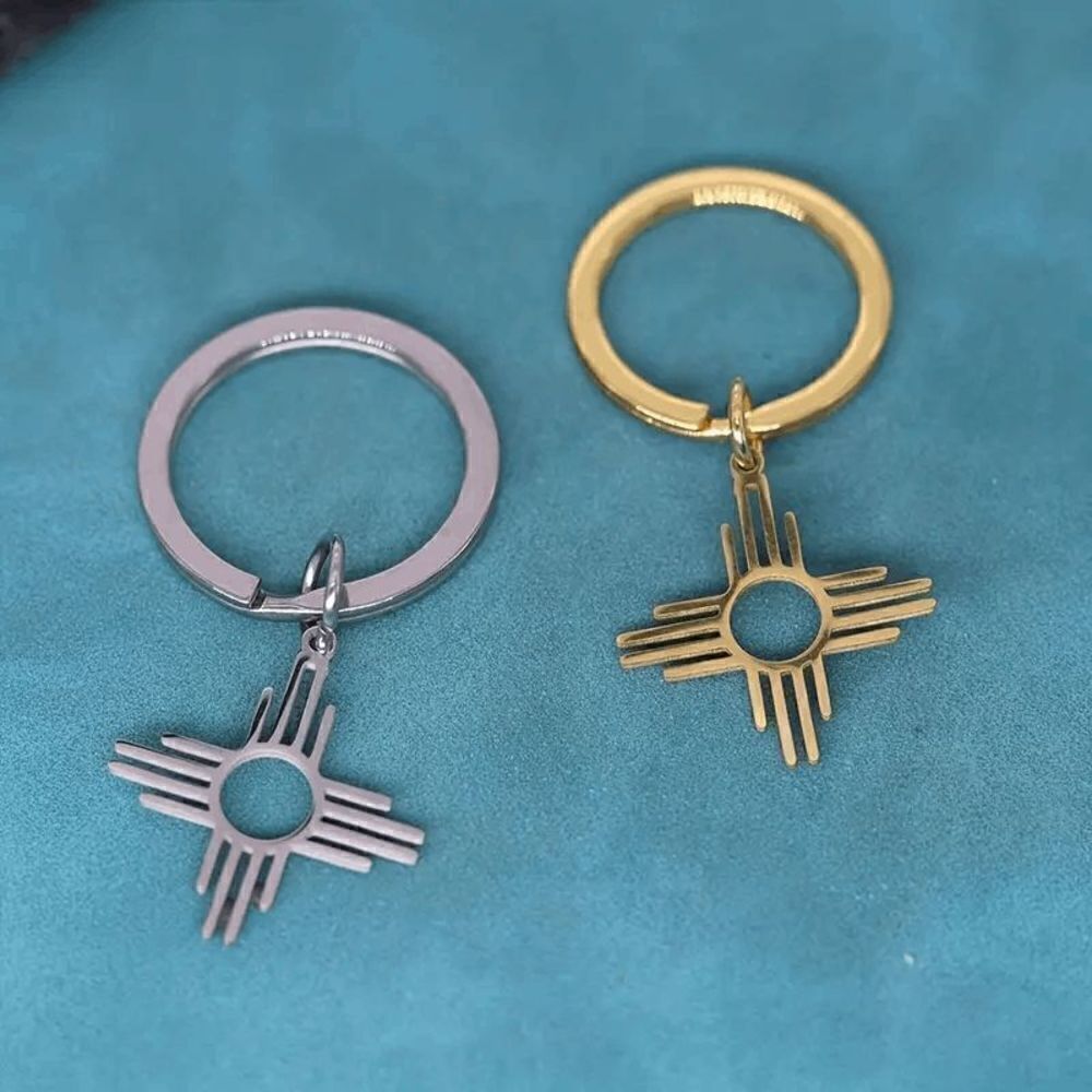 Zia Symbol Gold Keyring Keychain - Picture 2 of 4